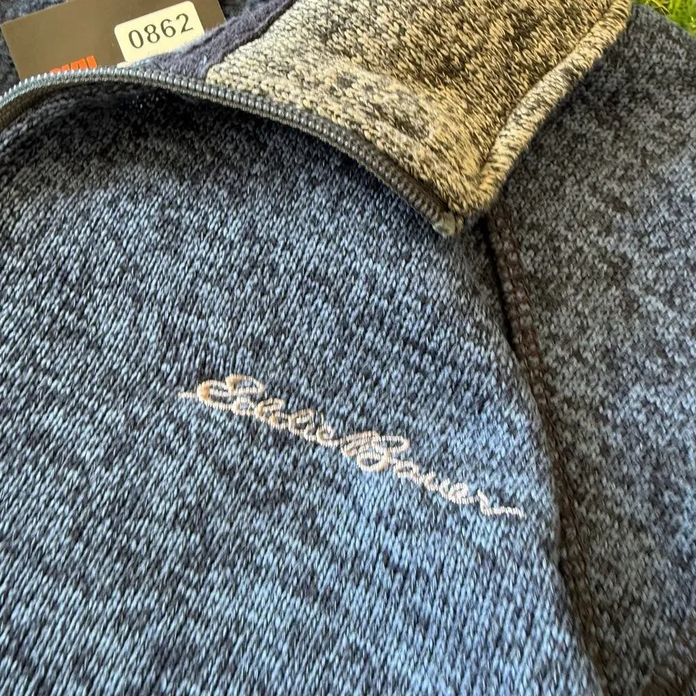 Mens Eddie Bauer Blue Quarter zip M - Picture 2 of 6